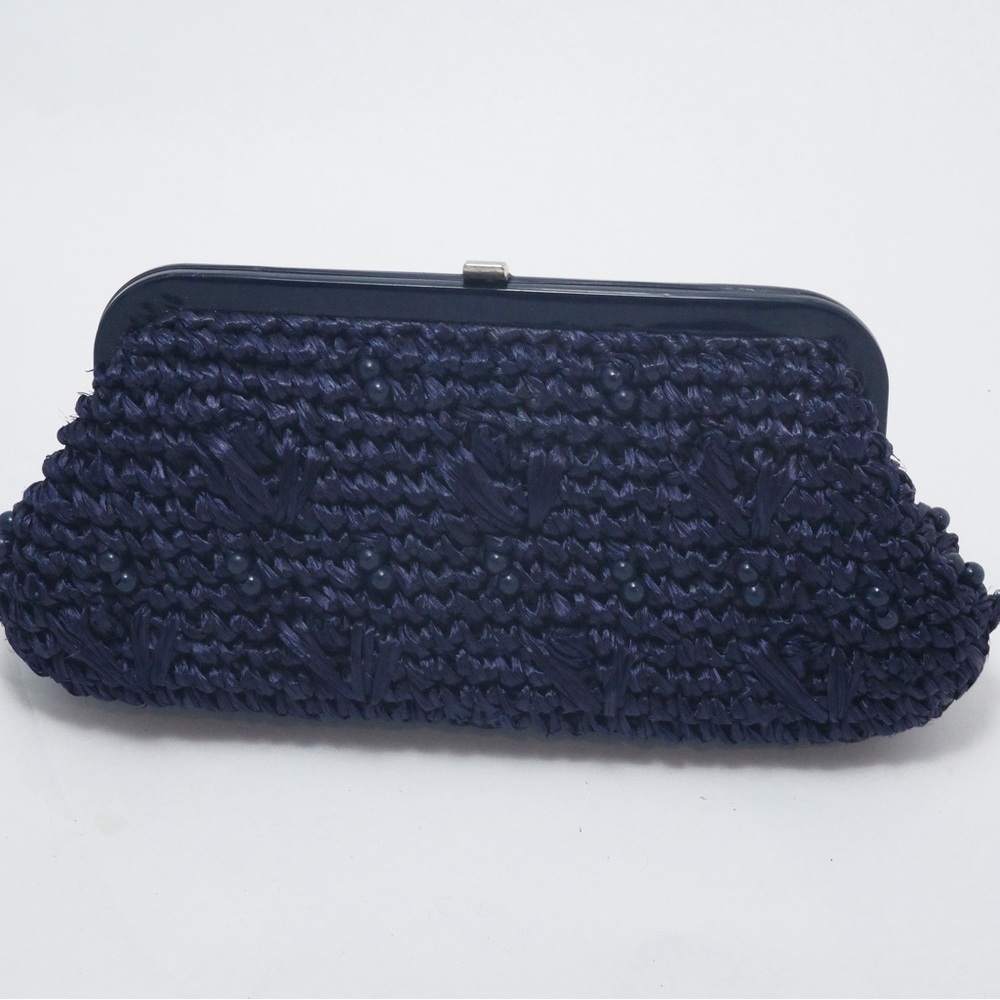 Vintage Navy Raffia purse